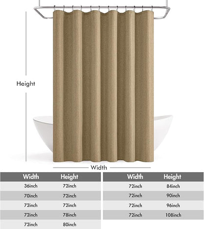 ANRODUO Extra Long Linen Shower Curtain, 84 Inch Long Fabric Shower Curtain Set with 12 Metal Hooks, Waterproof & Heavy Duty Polyester, Button Hole Design, Machine Washable for Bathroom, 72x84, Khaki