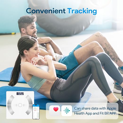 Digital Smart Scale for Body Weight and Body Composition – BMI, Body Fat, Muscle Mass Reading, Bluetooth Sync with Compatible Apps, Personal Use at Home【White】