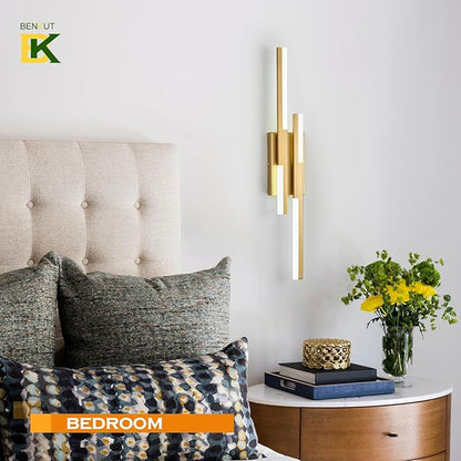 Modern LED Wall Sconce Gold Remote Wall Light Fixtures for Bathroom, Dimmable Vanity Light Indoor LED Remote Wall Sconce for Bedside Bedroom Living Dining Room (27.6inch 3000-6500K 1 Pack)