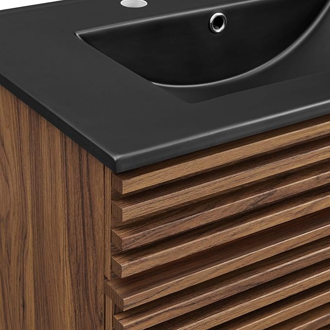 Modway Render 30" Bathroom Vanity with Sink in Walnut Black