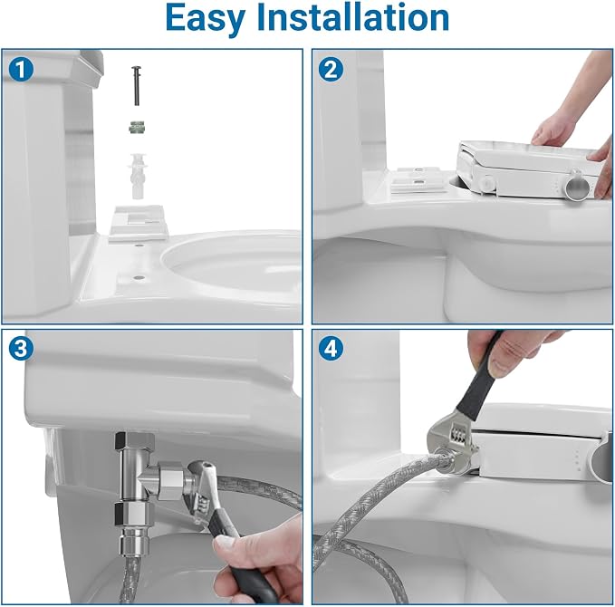 Garvee Non-Electric Bidet Toilet Seat for Round Toilets – Dual Nozzle System, Manual Control, Cold Water Bidet Attachment, Easy to Install, White