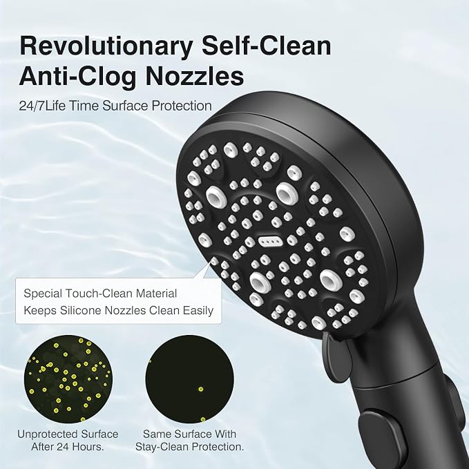 RV Shower Head with Hose, High Pressure 9 Mode Black Shower Head with On/Off Switch, Filtered Black Shower Head, Shower Head for RV/Campers, Travel Trailer, Motorhome for Water Saving（Black）