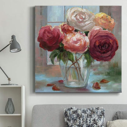Renditions Gallery Rose Society Wall Art, Premium Gallery Wrapped Canvas Decor, Ready to Hang, 40 in H x 40 in W, Made in America Print