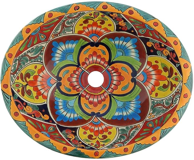 Talavera Mexican Handmade Ceramic Hand Painted Bathroom Sink 193