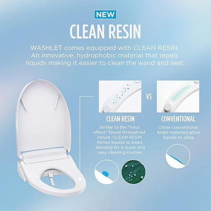 TOTO® WASHLET® S2 Electronic Bidet Toilet Seat with Instantaneous Water Heating, PREMIST and EWATER+ Wand Cleaning, Round, Cotton White - SW3345#01