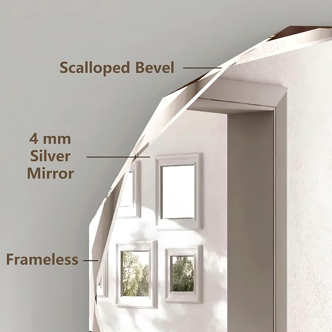20x20 Inch Bathroom Mirrors for Over Sink, Round Frameless Mirrors for Wall | Beveled Bathroom Mirror, Bathroom Vanity Circle Mirror for Bedroom Living Room Entryway Home Decor