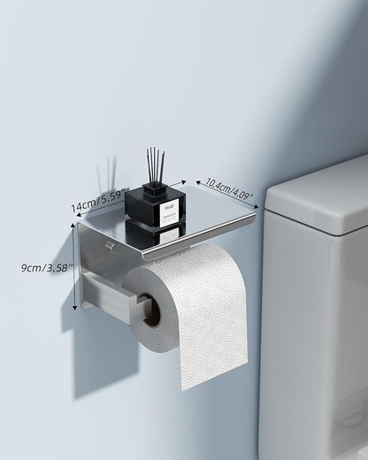 10-Piece Brushed Nickel Bathroom Hardware Set with 2 Toilet Paper Holders with Shelves, 16" Towel Bar Set for Bathroom, Bathroom Accessory Kit Includes 2 Towel Rods, 2 Hand Towel Rings, 4 Robe Hooks