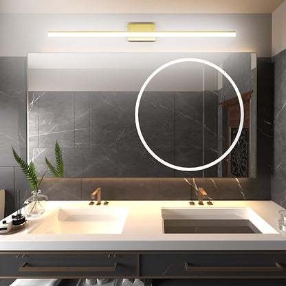 Aipsun 48inch Bathroom Vanity Light Brushed Gold Modern LED Vanity Lighting Over Mirror Adjustable Gold Wall Light for Bathroom (Cool White 5500K)
