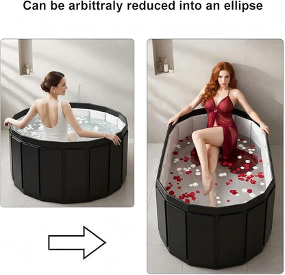 Portable Bathtub for Adult, Foldable Soaking Bathtub for Hot SPA&Ice Bath, Foldable Small Bathtub collapsible bathtub for Bathing, 6-layer Insulated portable tub,Space-Saving (black 41.3X26.6 IN)