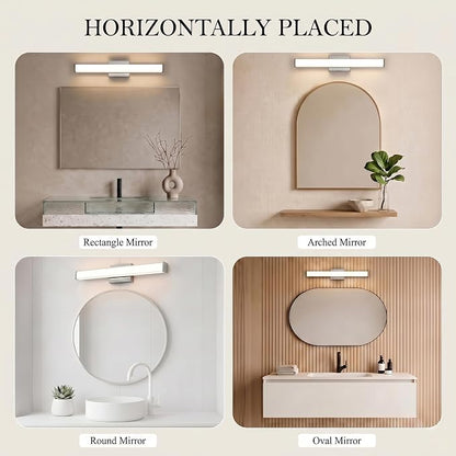 URSOLA 24" Modern LED Bathroom Light Fixtures, Chrome 3CCT Dimmable Bathroom Vanity Light Over Mirror, Bathroom Vanity Bath Bar Lights with Double Layer Acrylic Shade
