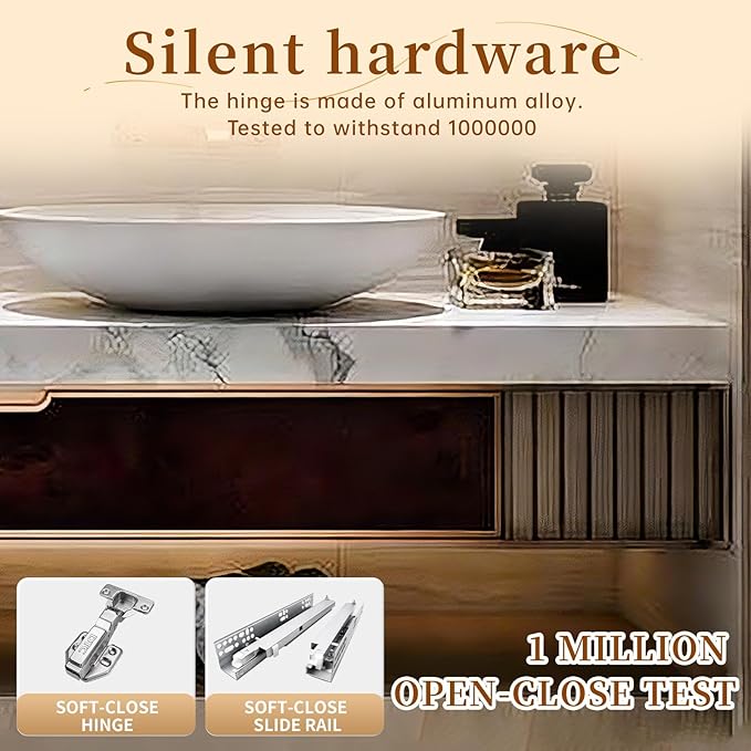 Oneroom Floating Bathroom Vanity Set with Double Sinkbathroom Cabinet with Sink,Giant Mirror-Lighted Vanity Mirror wall Mounted,Bathroom Vanity with Double Sink/wall Mirror for Bathroom