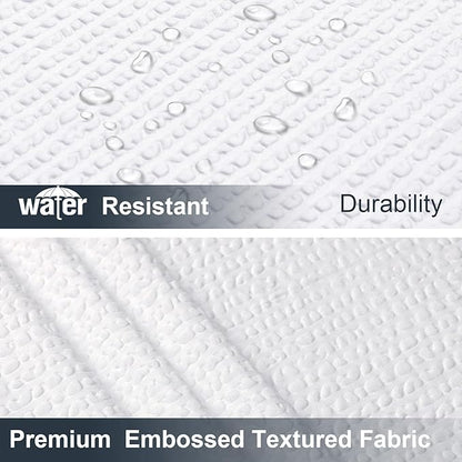 OWENIE White Shower Curtain for Bathroom 72 Inches Long, 3D Embossed Textured Fabric Farmhouse Shower Curtain Soft Cloth, Water Repellent, Machine Washable, Hotel Style, 60" W x 72" L, White