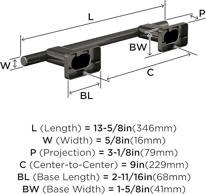 Amerock Bronx Gunmetal 9 inch (229mm) Towel Bar, BH26616GM