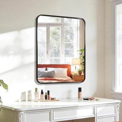 Koonmi Metal Framed Bathroom Mirror, 22"X30" Anti-Rust Bathroom Vanity Mirror, High-Definition Tempered Glass Bathroom Mirrors for Over Sink, Modern Decorative Wall Mirror for Restroom