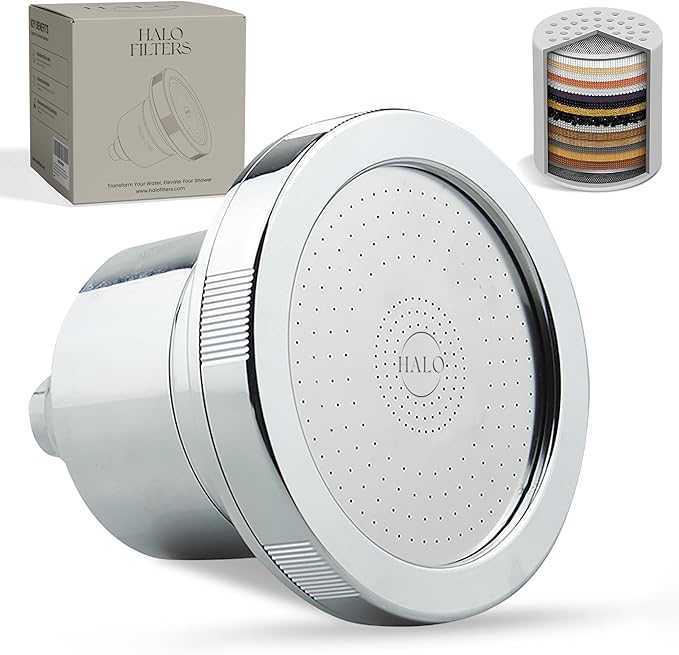 Filtered Shower Head – High Pressure Showerhead Filter Removes Chlorine & Sediment, Water Softener for Hair & Skin, Reduces Dandruff, Protects Color-Treated Hair, Easy Install (Chrome)