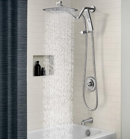 G-Promise 10 Inch All Metal Rain Shower Head with Handheld Spray (Chrome) | Suits Every Height, Pause Mode Diverter, Massage Mode Handheld, Full Body Coverage, Easy to Install, Modern Bath Upgrade
