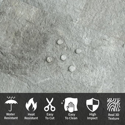 AULIGET 20-Piece Mountain Rock Peel and Stick Backsplash Wall Tiles, 6" x 12" PVC Faux Stone Stick on Tiles for Backsplash Kitchen, Bathroom, Laundry Room, Camper, Fireplace