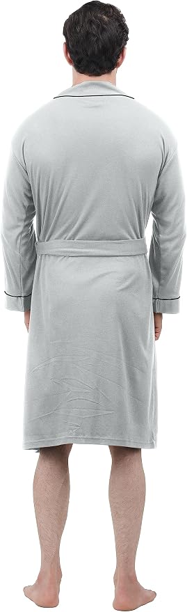 Cotton Blend Lightweight Knit Robe for Men Soft Loungewear Bathrobe