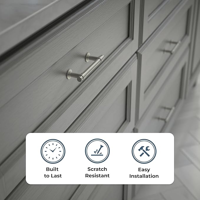 Franklin Brass Francisco (10-Pack) Cabinet Handles 3" Hole Center Pulls | Satin Nickel Hardware Kitchen Door, Drawers, Dressers, Furniture P29520K-SN-B
