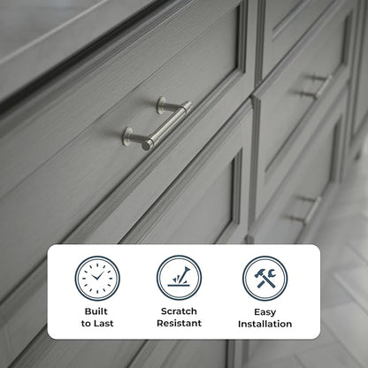 Franklin Brass Francisco (10-Pack) Cabinet Handles 3" Hole Center Pulls | Satin Nickel Hardware Kitchen Door, Drawers, Dressers, Furniture P29520K-SN-B