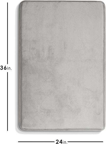 Clara Clark Bathroom Rugs, Velvet Memory Foam Bath Mat, Non-Slip Bath Rugs, Machine Wash, Dries Quickly, Ultra Soft Plush Bath Mats for Bathroom, 24 x 36, Silver
