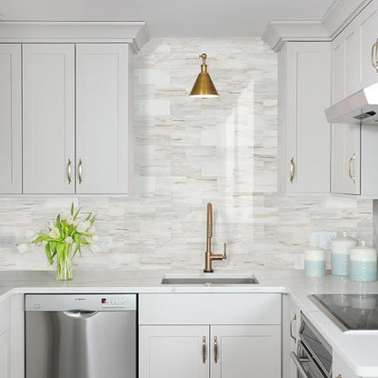 STICKGOO 10-Sheet Peel and Stick Backsplash on Subway Tile, Eurasia Biege | PVC Self Adhesive Kitchen Backsplash, Seamless, Wateproof, Stick on Tiles for Kitchen, Bathroom, RV