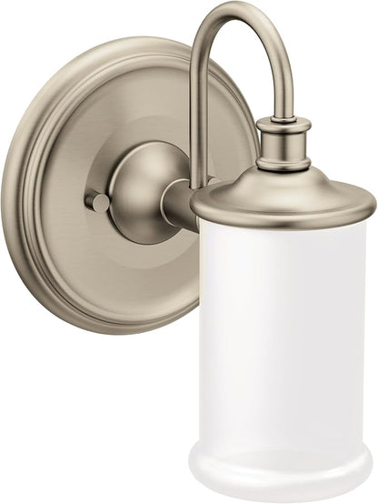 Moen YB6461BN Belfield 1-Light Dual-Mount Bath Bathroom Vanity Fixture with Frosted Glass, Brushed Nickel