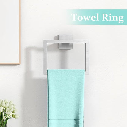 FEILERN 20-Piece Bathroom Hardware Set Brushed Nickel 24 Inch Towel Bar Set | Towel Bar, Towel Racks for Bathroom, Towel Hooks, Toilet Paper Holder, Square Towel Ring, Stainless Steel Wall Mounted