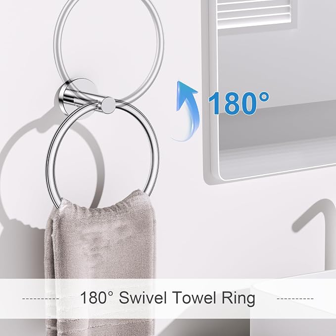 Polished Chrome Bathroom Hardware Set, 5 Pieces Chrome Towel Bar Bathroom Accessories, Upgraded Toilet Paper Holder with Shelf Set, 23.6 Inch Towel Rack Towel Holder for Bathroom Wall