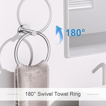 Polished Chrome Bathroom Hardware Set, 5 Pieces Chrome Towel Bar Bathroom Accessories, Upgraded Toilet Paper Holder with Shelf Set, 23.6 Inch Towel Rack Towel Holder for Bathroom Wall