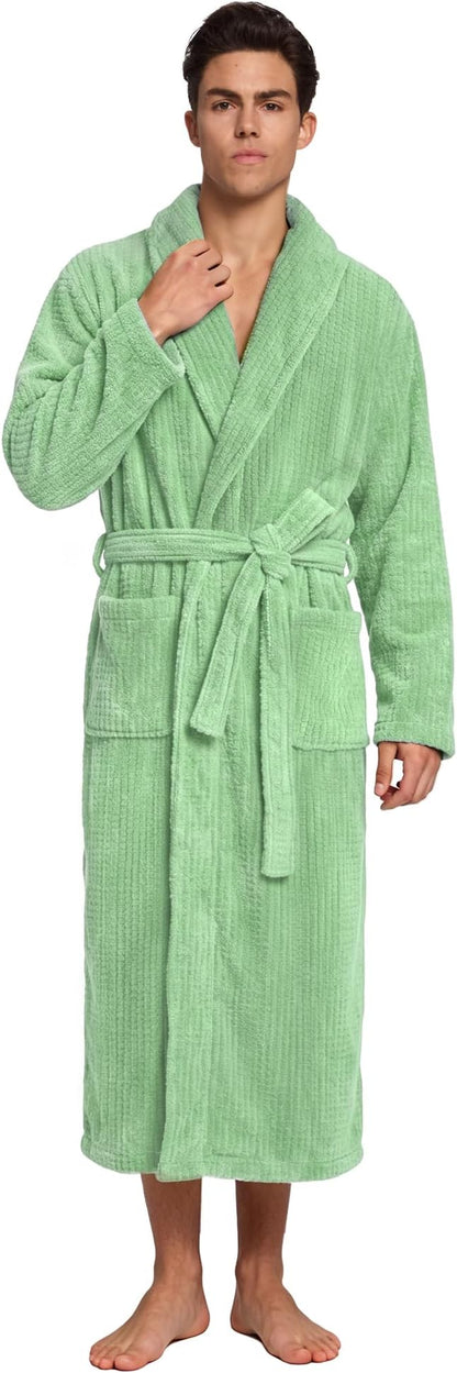 PJGGZ Men's Shawl Collar Bathrobe, Soft Long Towel Robe for Men - Super Absorbent Quick Dry yet Warm