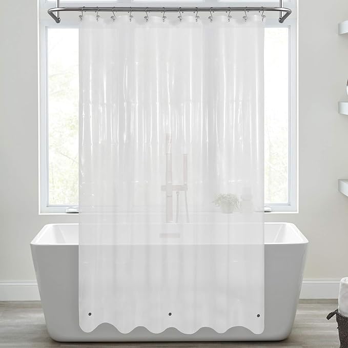 Mrs Awesome Frosted Shower Curtain Liner with Magnets, 72x72 | 3 Bottom Magnets,12 Rustproof Grommets,Frost PEVA Plastic Shower Curtain for Bathroom, Lightweight & Waterproof, 72 x 72
