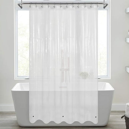 Mrs Awesome Frosted Shower Curtain Liner with Magnets, 72x72 | 3 Bottom Magnets,12 Rustproof Grommets,Frost PEVA Plastic Shower Curtain for Bathroom, Lightweight & Waterproof, 72 x 72