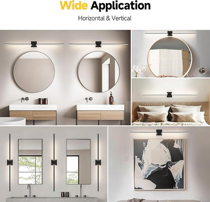 Vanity Lights 48 inch, 4-Level Brightness Built-in Dimmer, 28W Dimmable 5CCT Bathroom Light Fixtures Over Mirror, Black Vanity Lights for Bathroom Mirror Cabinets Bedroom-FCC ETL Certified