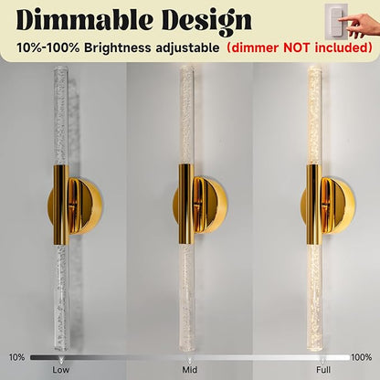 LED Bathroom Vanity Lights,24 inch Bathroom Light Fixtures Over Mirror,3000K Natural Warm Light, ETL＆UL Listed, Modern Wall Sconce for Bedroom,Living Room,Hallway,Gold