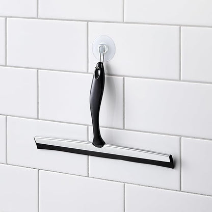 iDesign Bathroom Shower Squeegee with Wall Hook - Black/Chrome