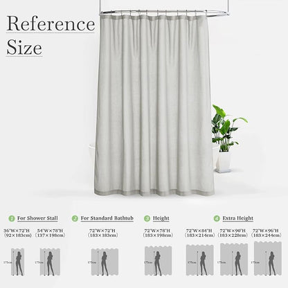 KGORGE Linen Blend Semi-Sheer Shower Curtains Grey for Bathroom | Lightweight Waterproof Fabric for Bathtub, Privacy Assured, Hooks Included, Button Hole, W72 x L84