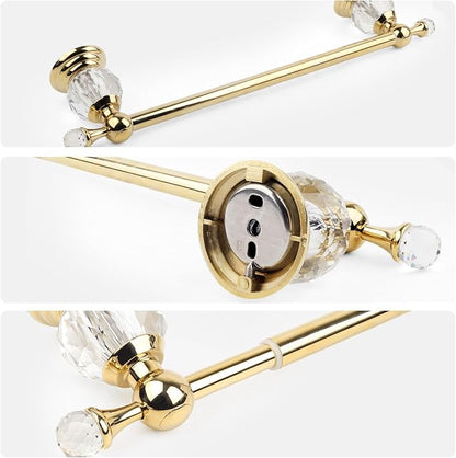 Wall Mounted Polished Gold Towel Bar,Crystal Towel Holder Adjustable Towel Rack Expandable Rail Bathroom Accessories