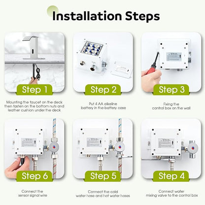 Automatic Motion Sensor Faucet with Waterfall Spout,Stainless Steel Sink Faucet with Hole Cover Plate (Regular, Chrome)