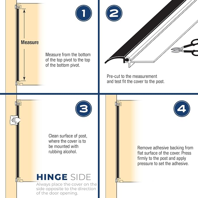 Prime-Line 650-1010 Restroom Door Privacy Cover, Black, 2-1/8 x 58 In., Rigid Plastic and Flexible Vinyl Restroom Stall Gap Filler, Provides Privacy, Easy to Install Self-Adhesive (Single Pack)