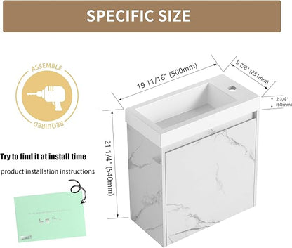 20 Inch Freestanding Bathroom Vanity, 20'' Floor Stand Bathroom Vanity with Sink, Single Sink Cabinet Combo, Modern Storage Cabinet, with Soft Closing Door, 07520CWW