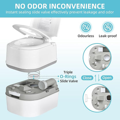 YITAMOTOR Portable Toilet Camping Porta Potty with Paper Collection 6.34 Gallon, Indoor Outdoor RV Toilet with Handle Pump, Leak-Proof OutdoorToilet for RV Travel, Boat, Trips, White | Indoor Outdoor RV Toilet with Handle Pump, Leak-Proof OutdoorToilet...