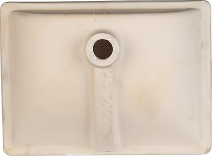 MSI 20.375” (L) x 15.125” (W) x 7.625” (H) Rectangle Porcelain Ceramic Undermount Bathroom Vanity Vessel Sink, White