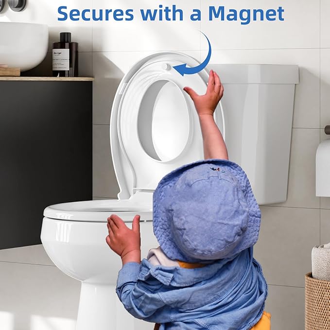 Toddler Toilet Seat,Round Toilet Seat Cover with Quick-Release Design, Child and Adult Friendly, Fits 17-Inch Toilets, Smooth Finish, Easy Cleaning,White