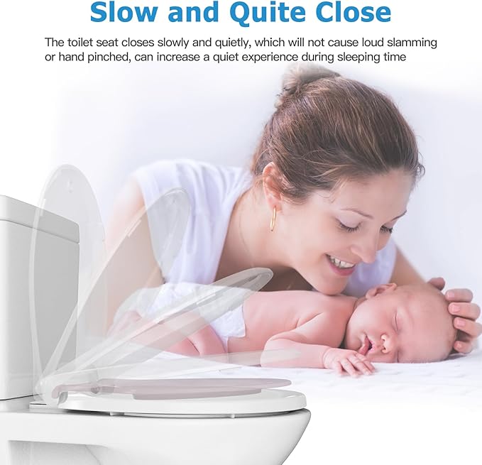 Toilet Seat, Round Toilet Seat with Toddler Seat Built in, Potty Training Toilet Seat Round Fits Both Adult and Child, with Slow Close and Magnets- white and pink