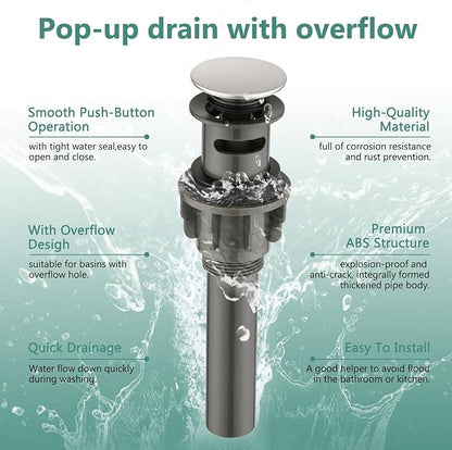Bathroom Sink Faucet with Pull Out Sprayer, Single Handle Modern Bathroom Basin Faucet with Pop-up Sink Drain Stopper & Deck Plate 1 or 4-inch Centerset 3 Hole, Chrome