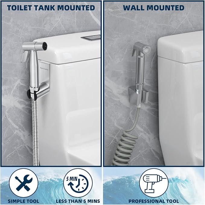 Stainless Steel Toilet Bidet Sprayer Head,Brushed Nickel | for Toilet,personal hygiene cleaning, bathroom cleaning, pet bathing,G1/2 interface.
