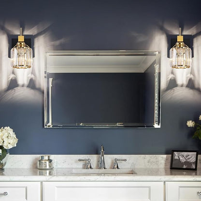 SOLFART Crystal 1 Light Bathroom Vanity Light Over Mirror Wall Sconce Fixture 4.3 Inch 1T