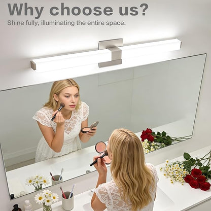 32 Inch Brushed Nickel 5CCT LED Vanity Light - Selectable Color Temperature Modern Bathroom Vanity Light Fixtures IP44