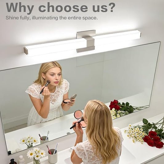 32 Inch Brushed Nickel 5CCT LED Vanity Light - Selectable Color Temperature Modern Bathroom Vanity Light Fixtures IP44